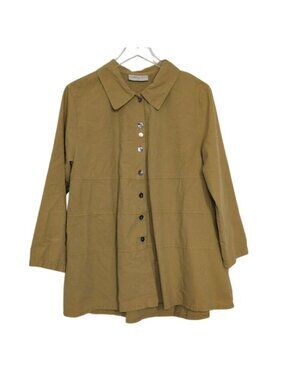 Eleven Stitch Design Shirt Womens Size Medium Green Boho Lagenlook Oversized